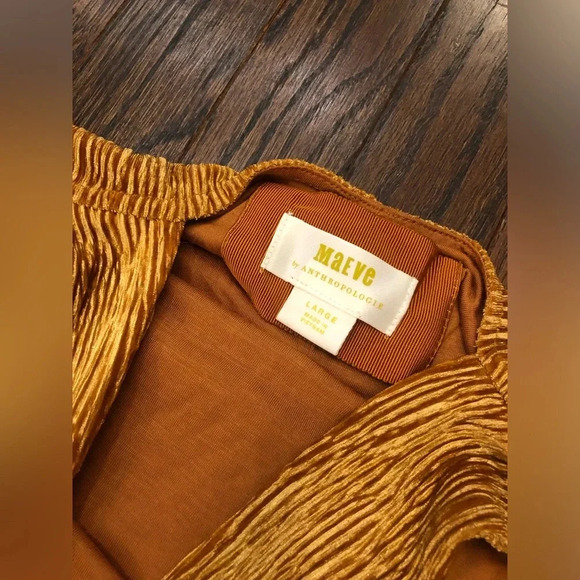 MAEVE by Anthropologie Women’s L Gold Adrienne Twist Back Velvet Dress - NWT!! - Picture 9 of 14